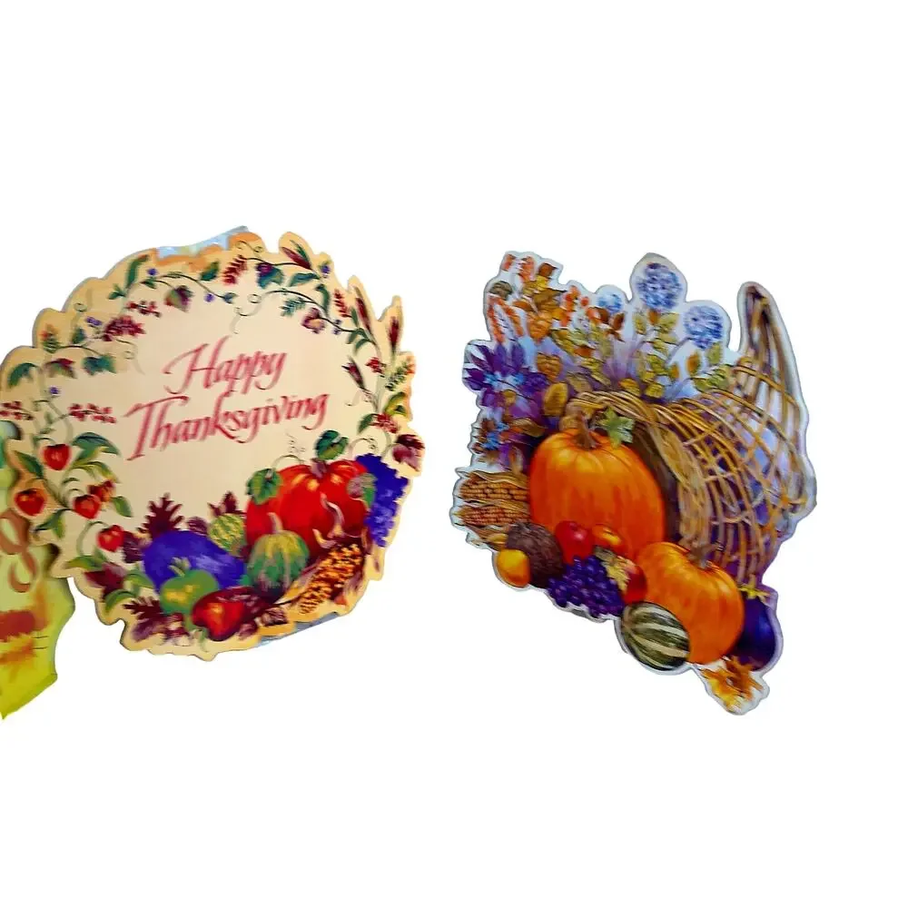 Vintage Eureka Amscan Thanksgiving Cardboard Die Cut Decorations Set Fall Decor